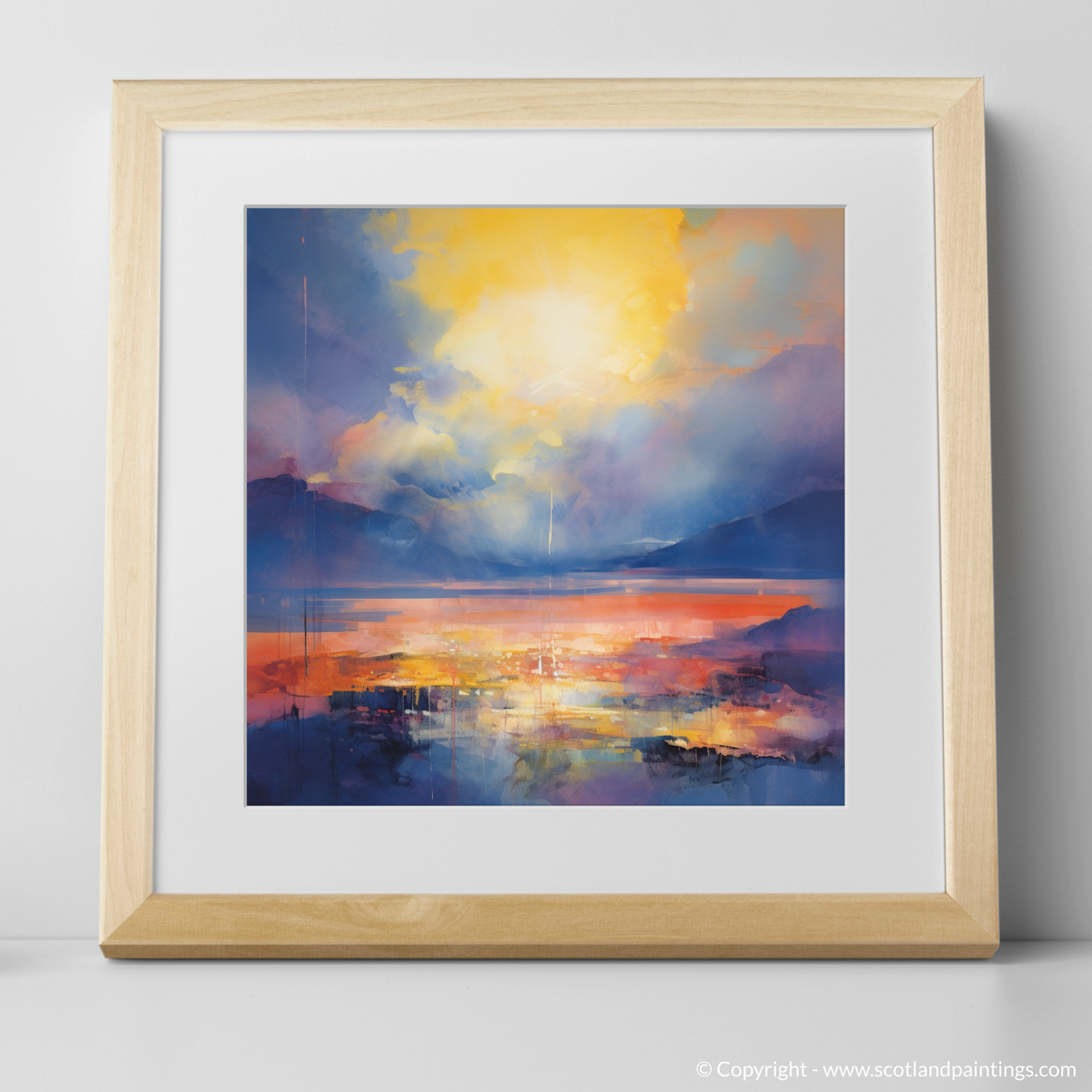 Painting and Art Print of Crepuscular rays above Loch Lomond. Crepuscular Radiance over Loch Lomond.