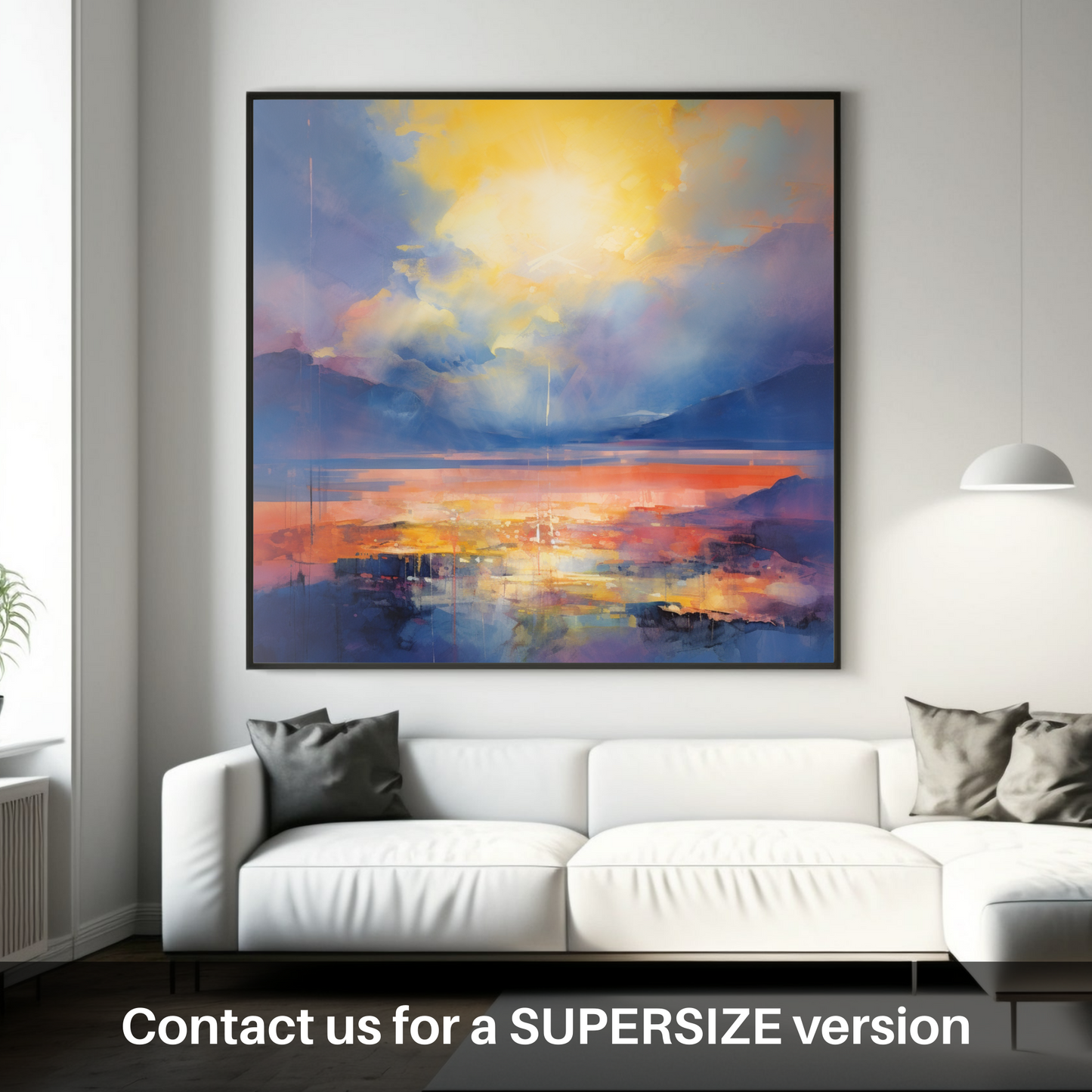Painting and Art Print of Crepuscular rays above Loch Lomond. Crepuscular Radiance over Loch Lomond.