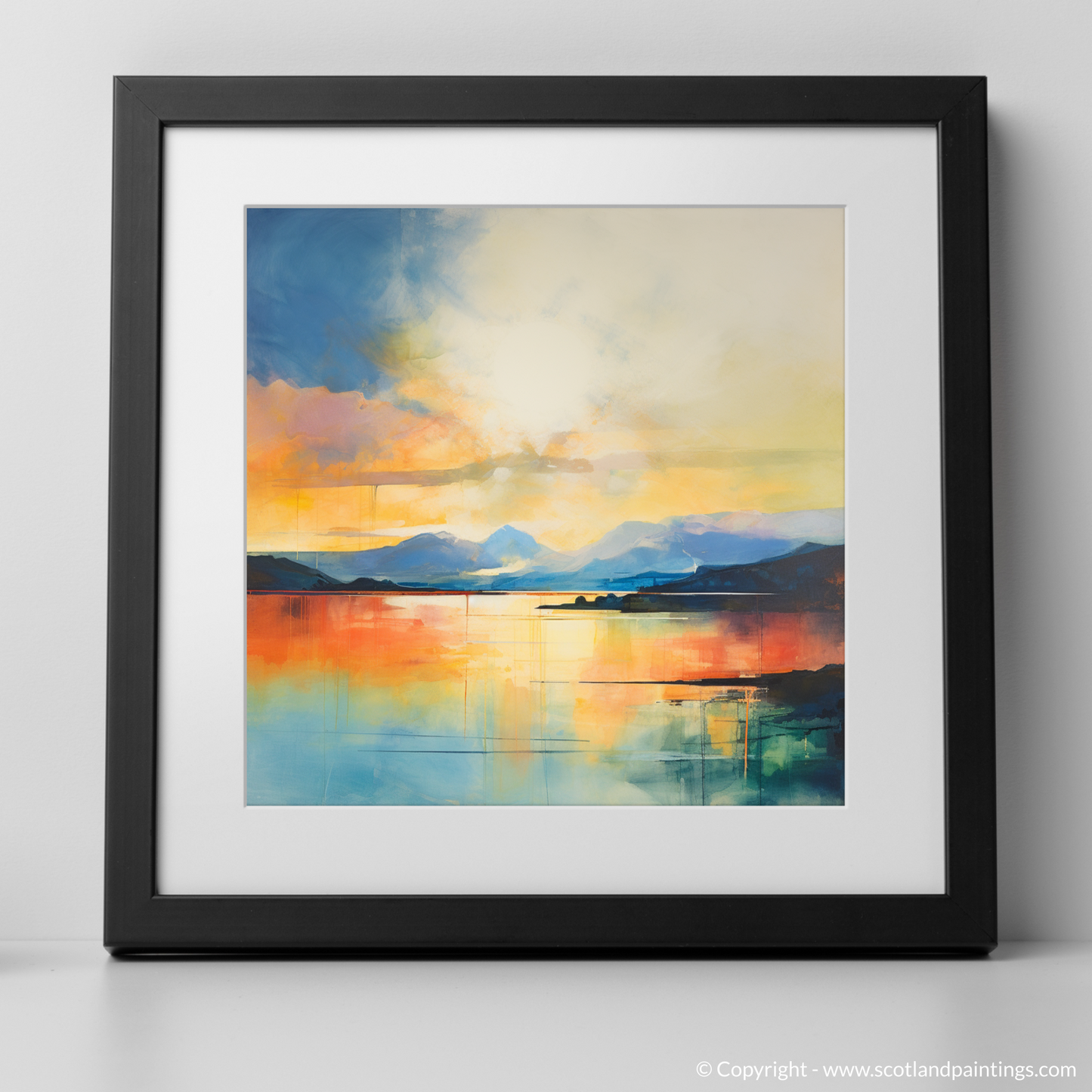 Painting and Art Print of Crepuscular rays above Loch Lomond. Crepuscular Radiance over Loch Lomond.