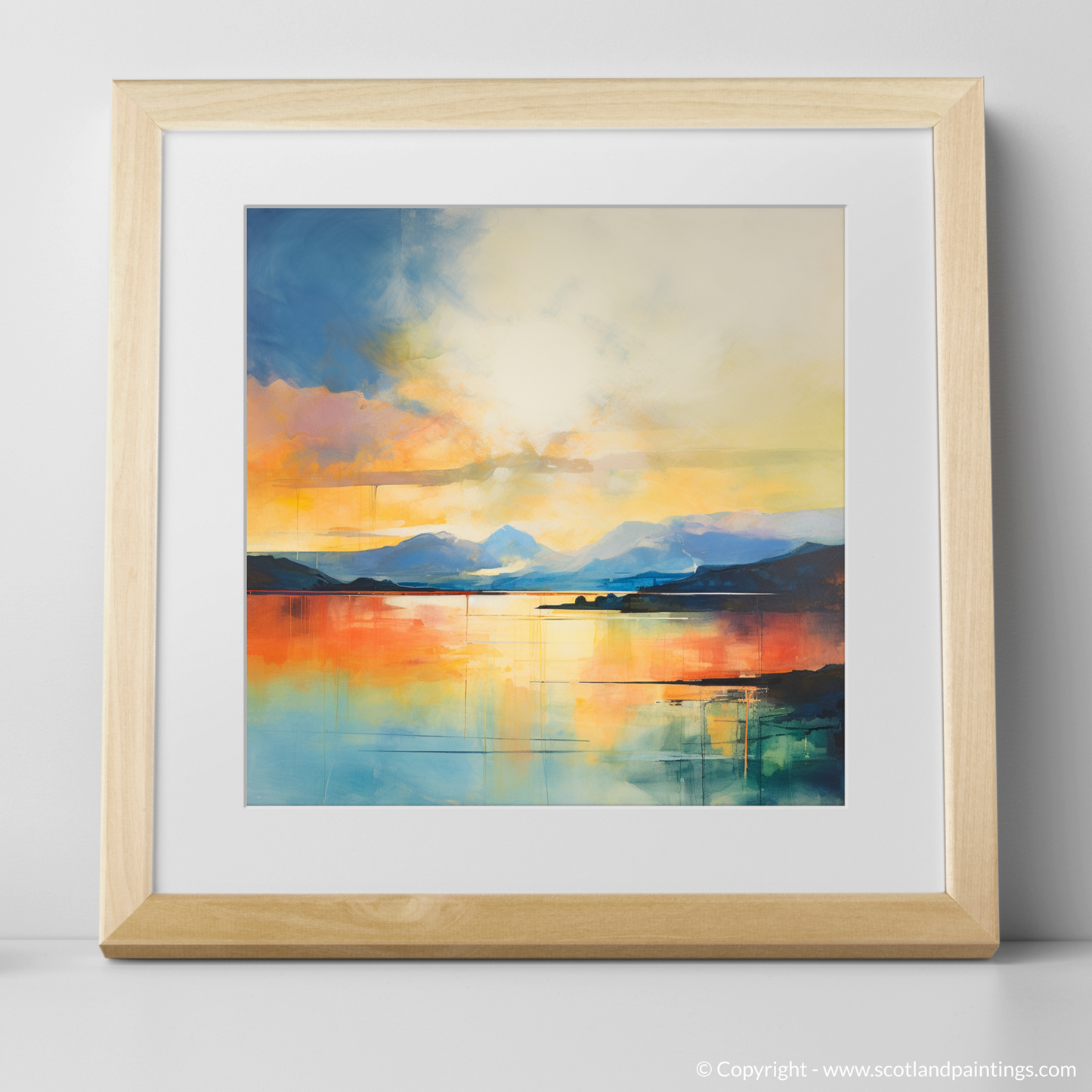 Painting and Art Print of Crepuscular rays above Loch Lomond. Crepuscular Radiance over Loch Lomond.