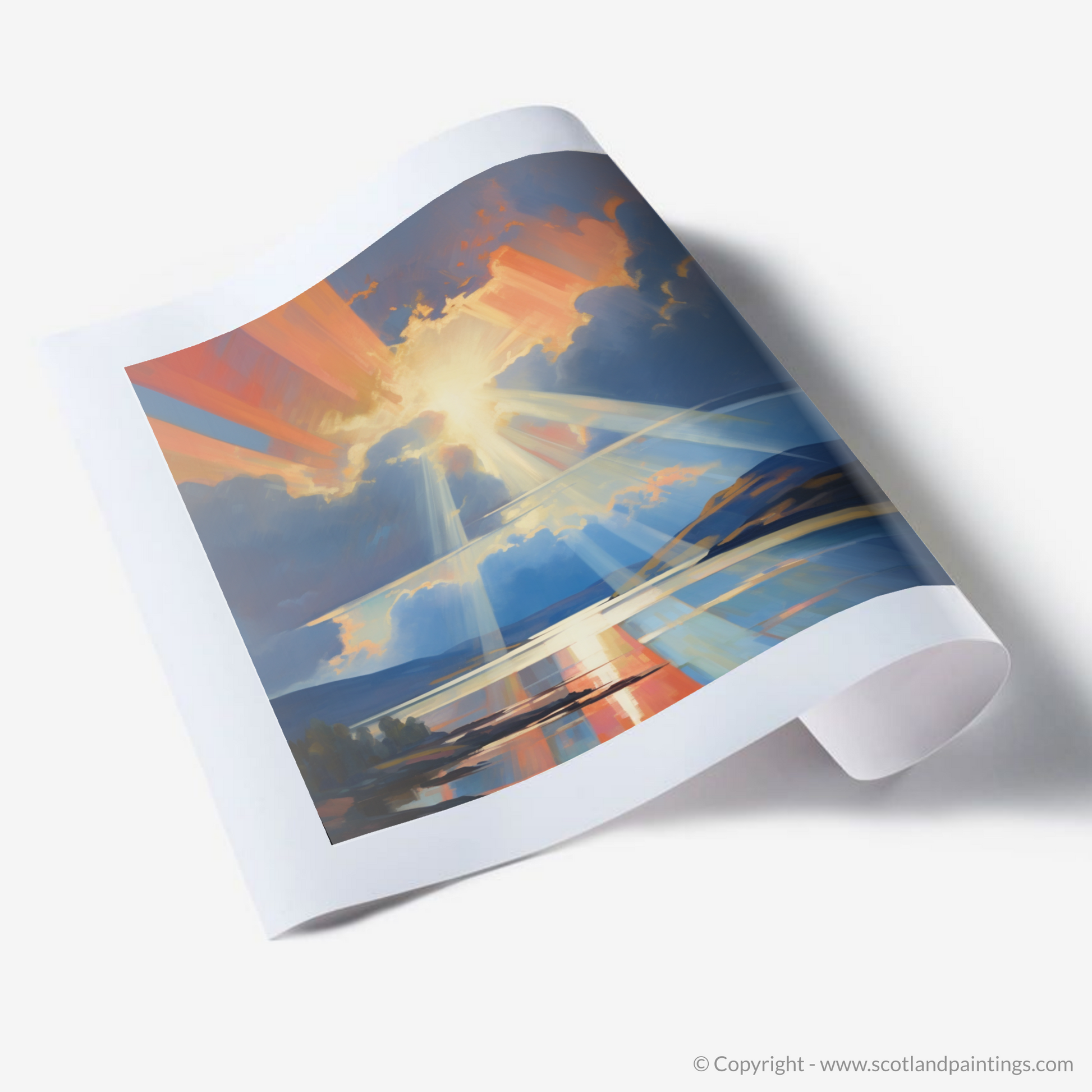 Art Print of Crepuscular rays above Loch Lomond