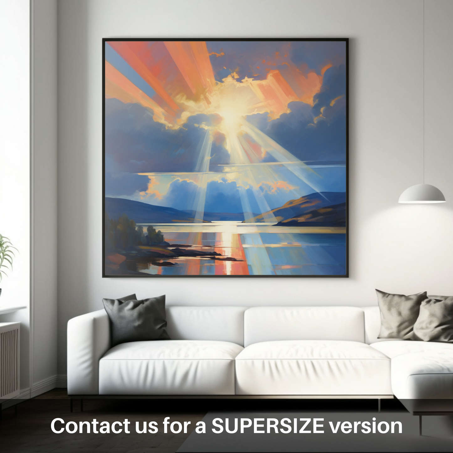 Huge supersize print of Crepuscular rays above Loch Lomond