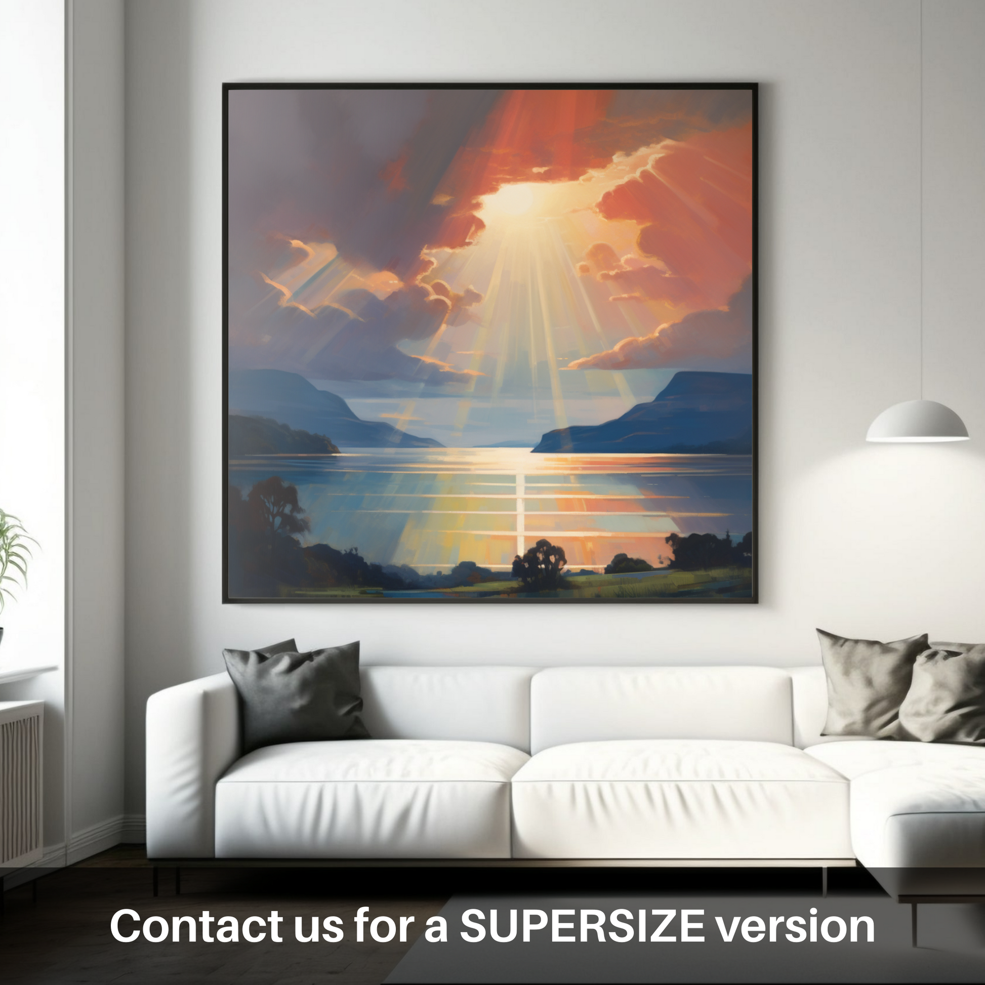 Huge supersize print of Crepuscular rays above Loch Lomond