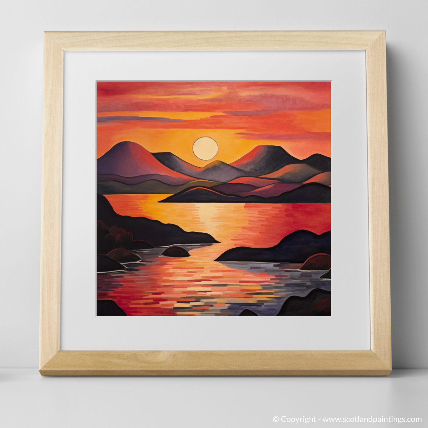 Art Print of Sunset over Loch Lomond with a natural frame