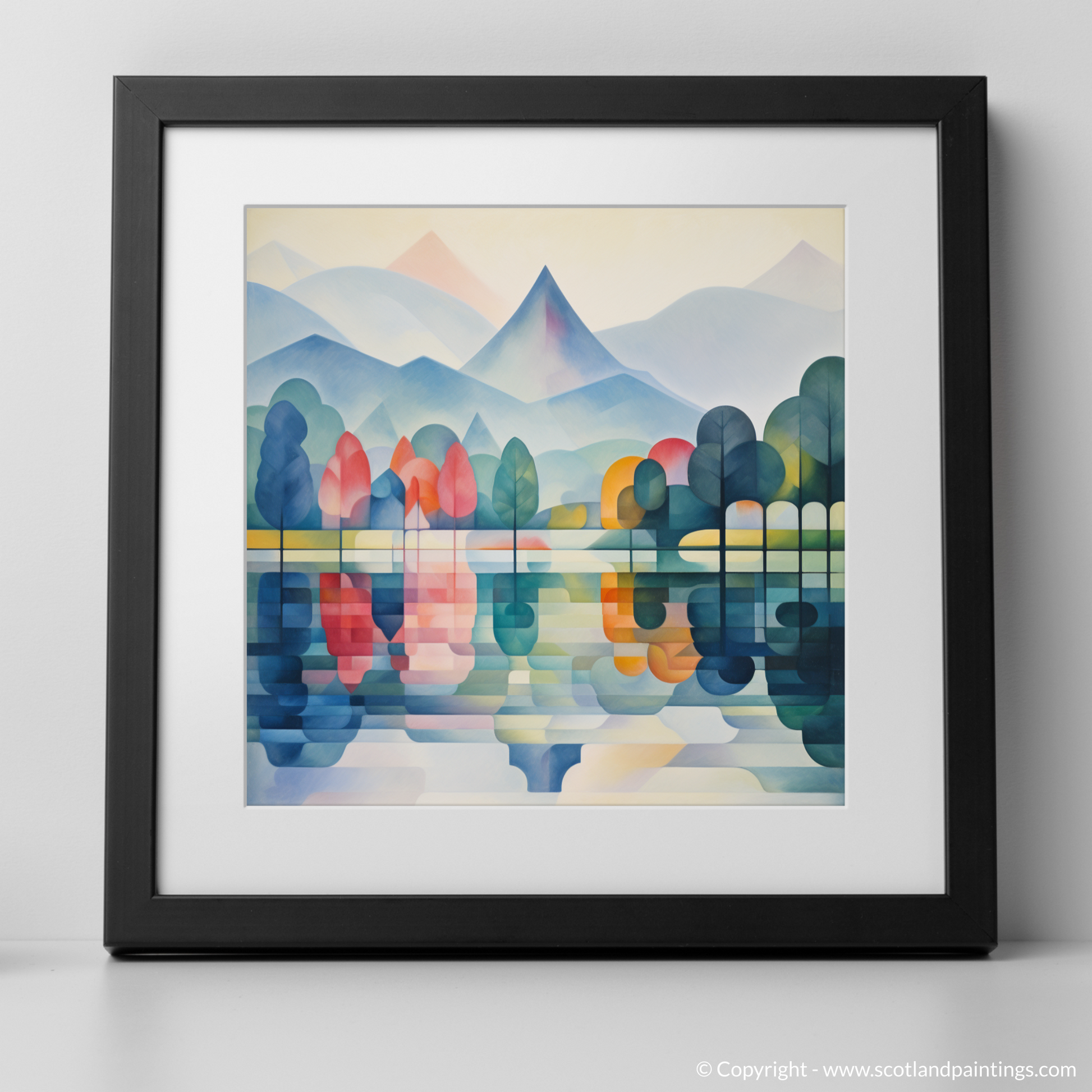 Art Print of Misty morning on Loch Lomond with a black frame