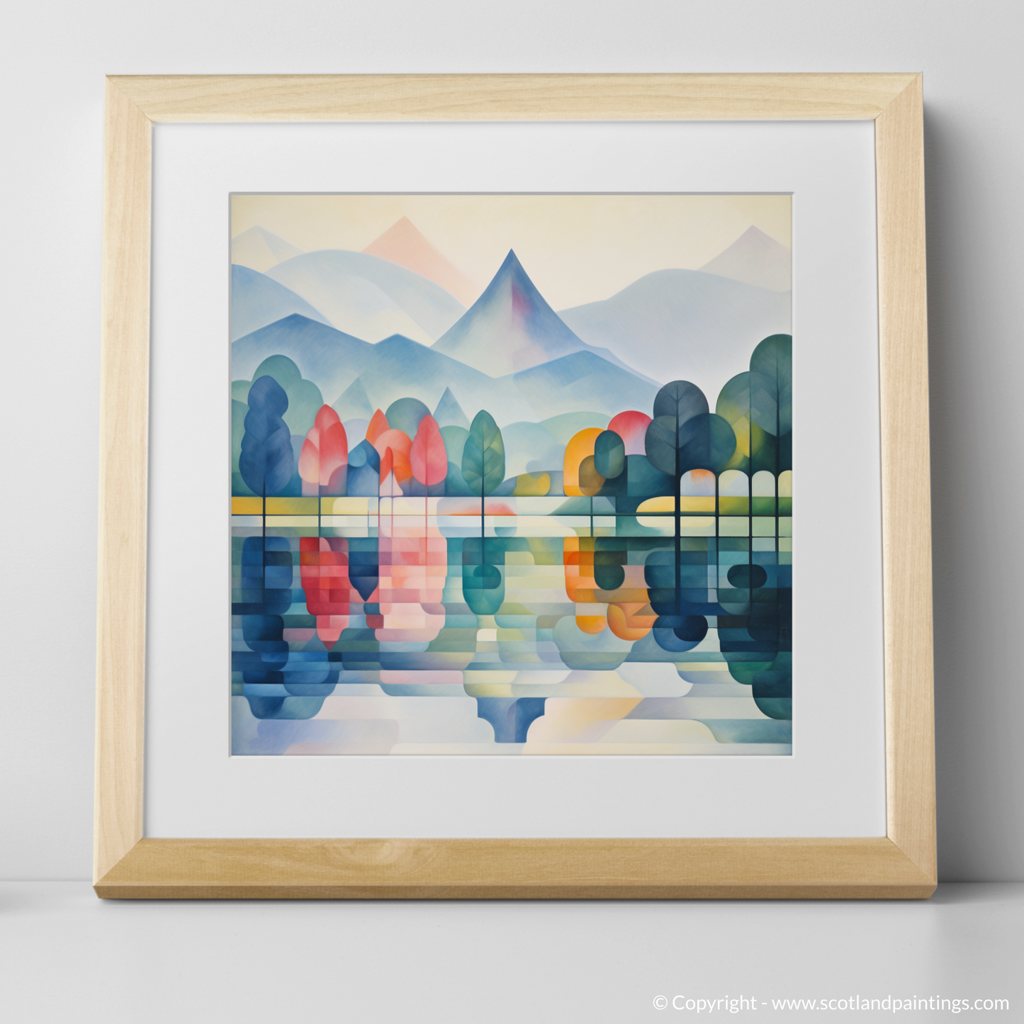 Art Print of Misty morning on Loch Lomond with a natural frame