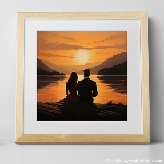 Art Print of Sunset over Loch Lomond with a natural frame