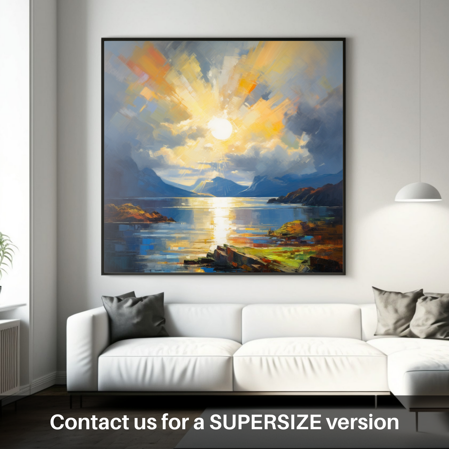 Huge supersize print of Sun rays through clouds above Loch Lomond