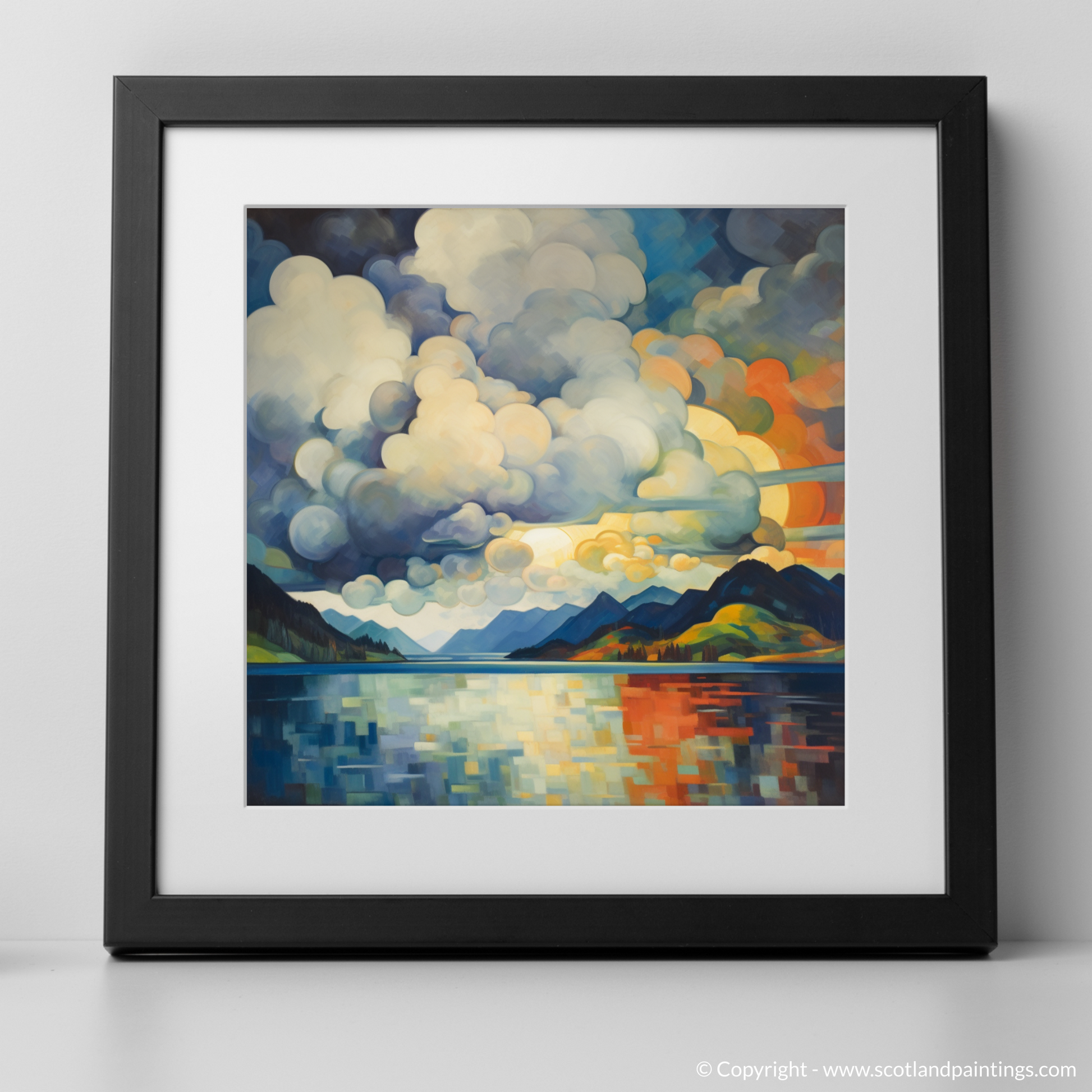 Art Print of Storm clouds above Loch Lomond with a black frame