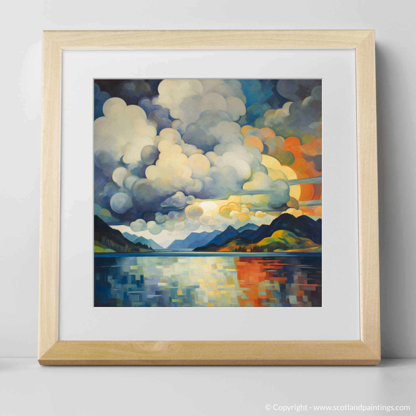 Art Print of Storm clouds above Loch Lomond with a natural frame