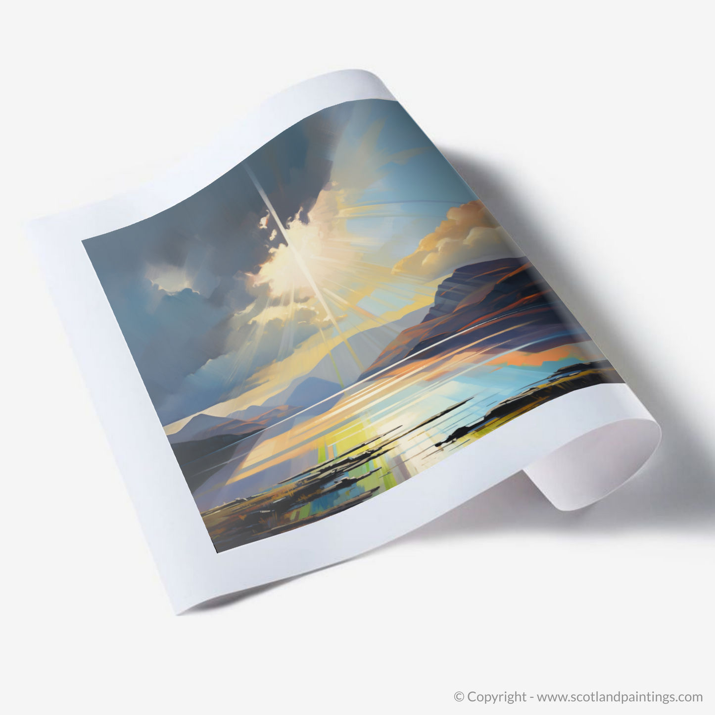 Art Print of Crepuscular rays above Loch Lomond