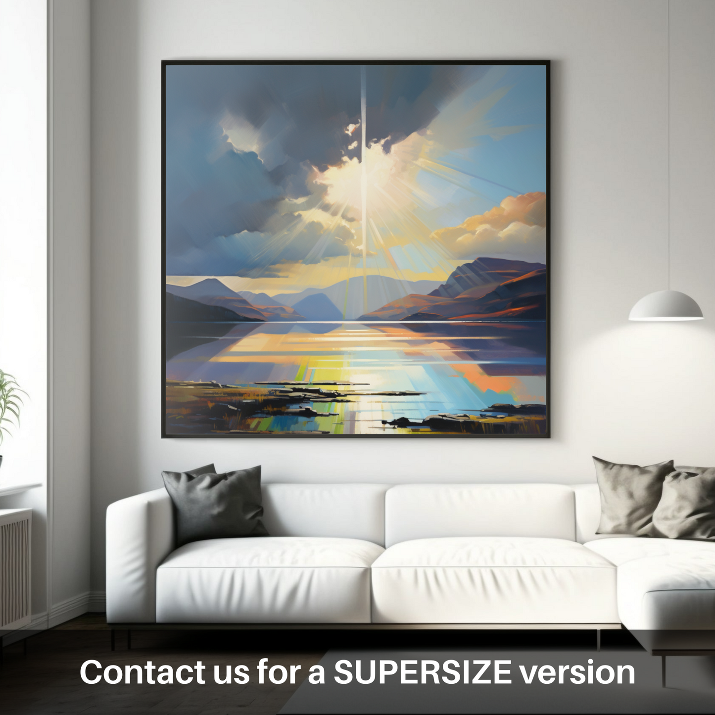 Huge supersize print of Crepuscular rays above Loch Lomond