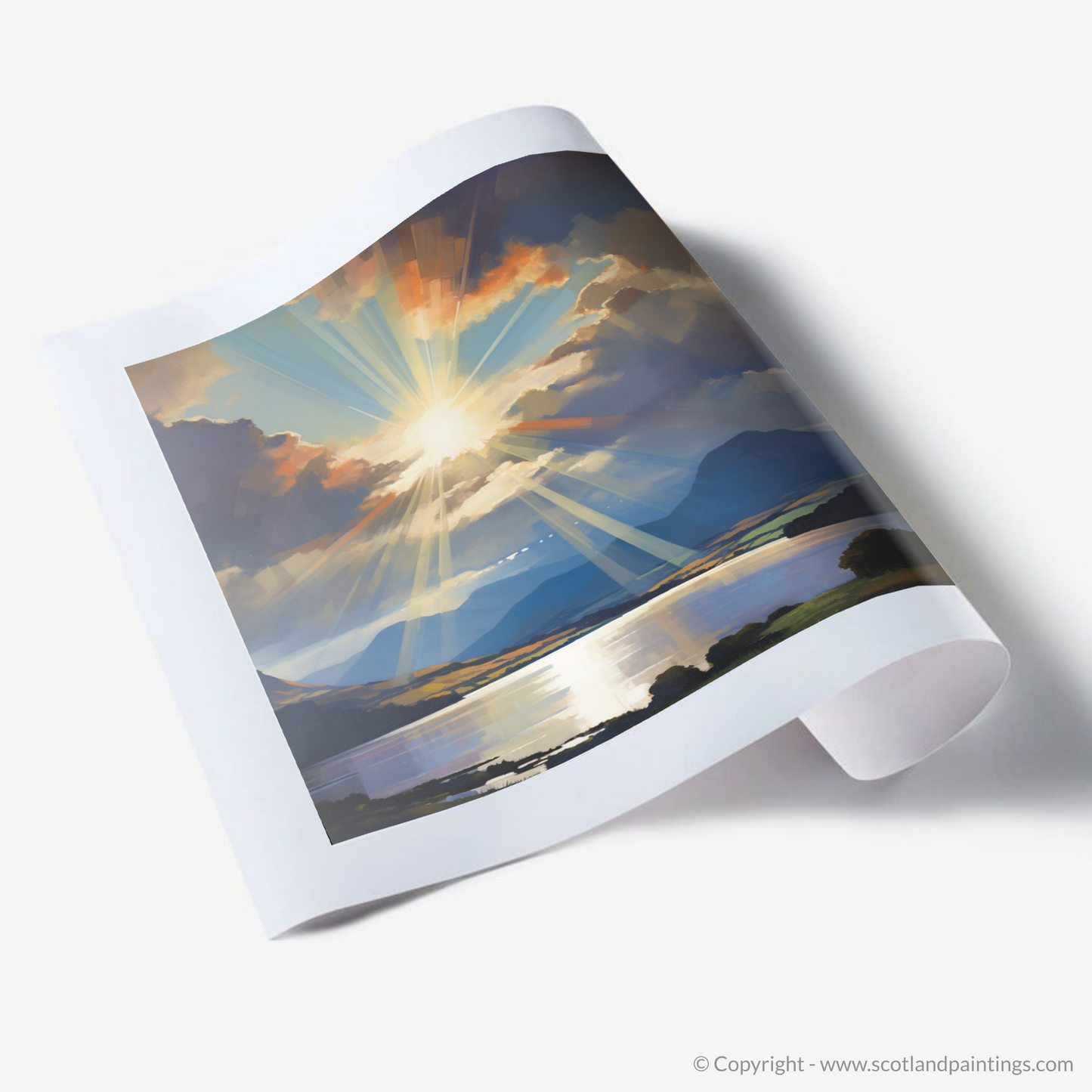 Art Print of Crepuscular rays above Loch Lomond