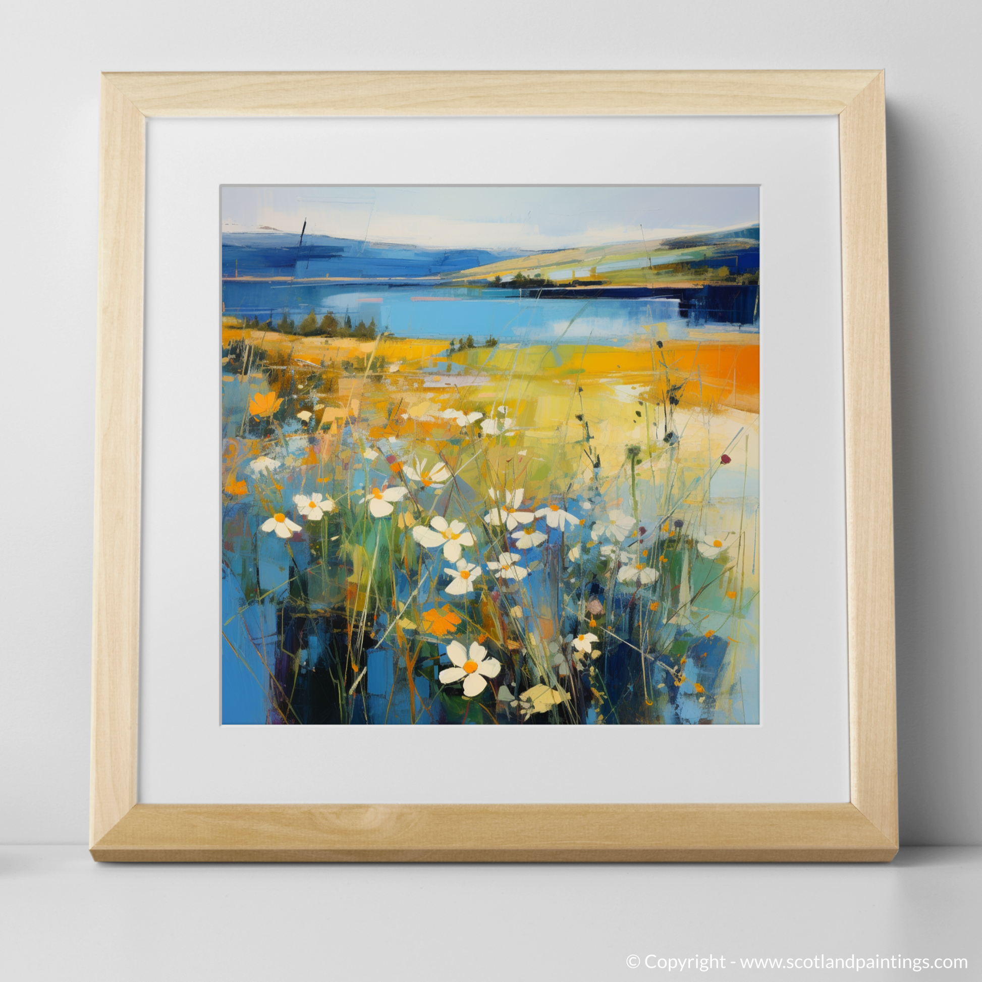 Art Print of Wildflowers by Loch Lomond with a natural frame