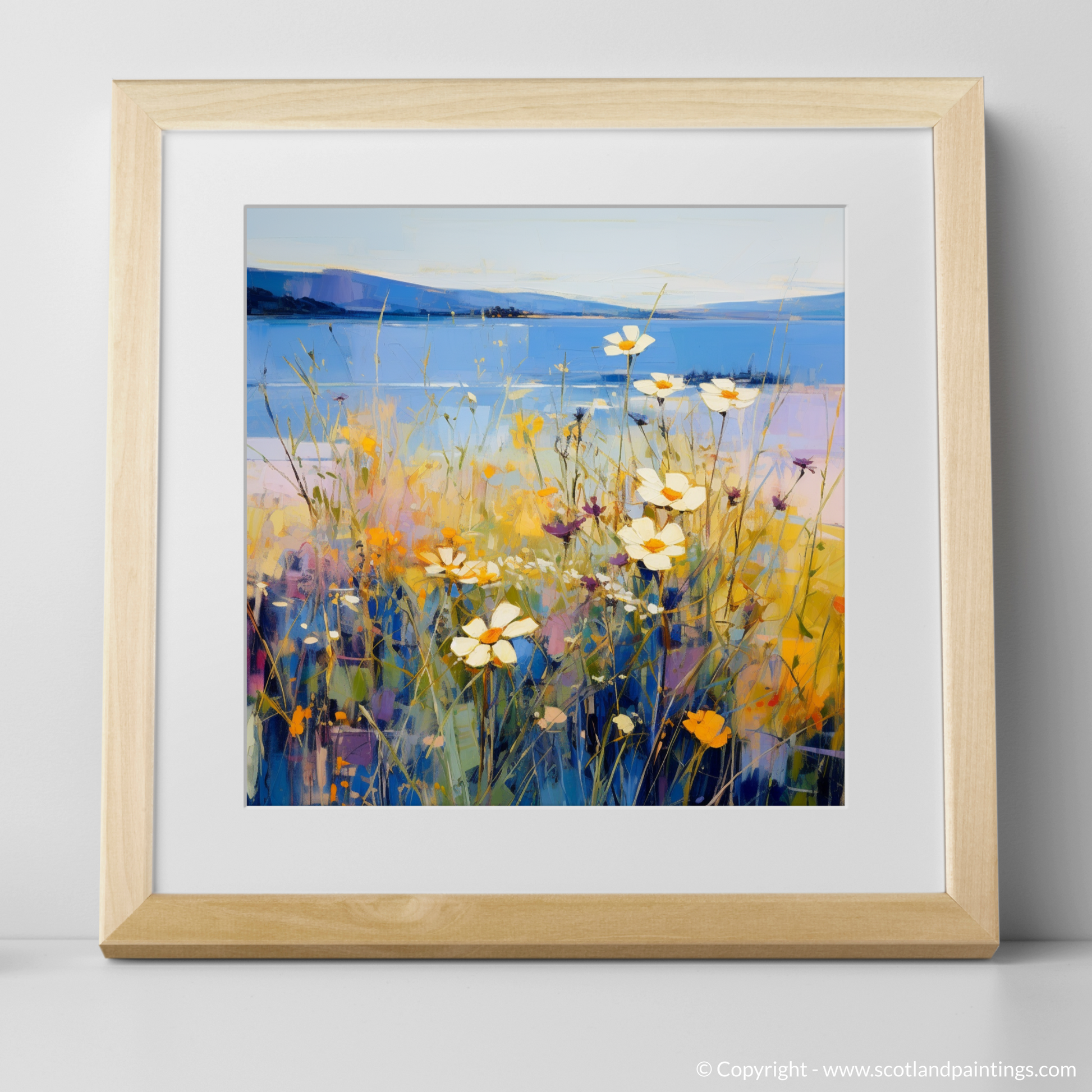 Art Print of Wildflowers by Loch Lomond with a natural frame