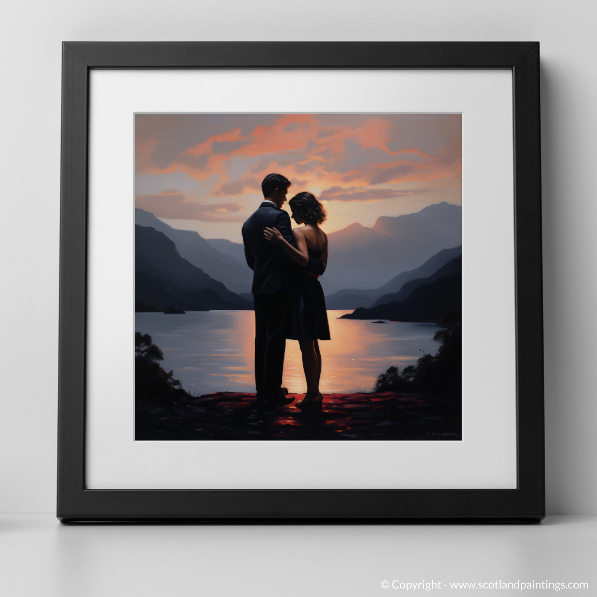 Art Print of Dusk on Loch Lomond with a black frame