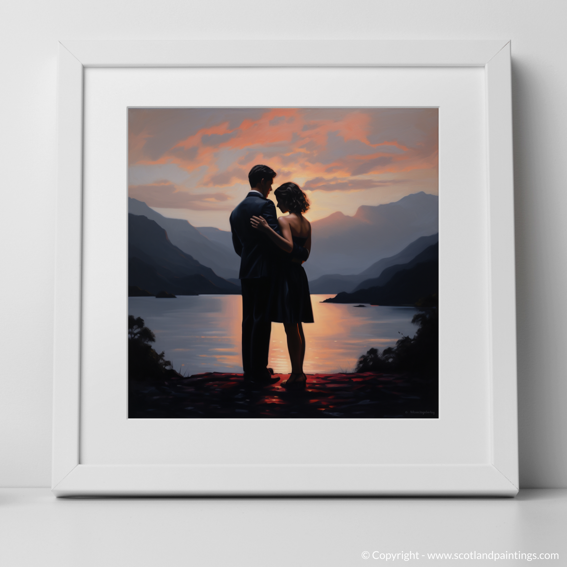Art Print of Dusk on Loch Lomond with a white frame