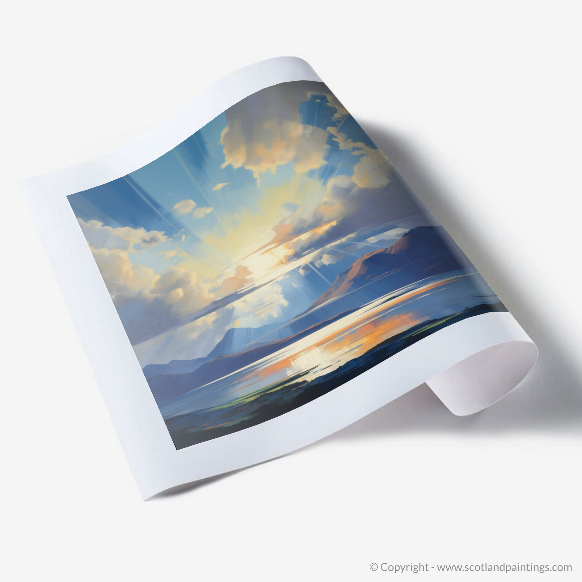 Art Print of Crepuscular rays above Loch Lomond