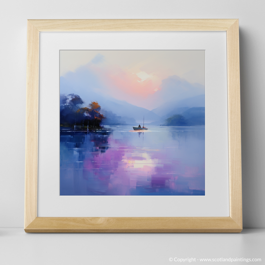 Art Print of Misty morning on Loch Lomond with a natural frame