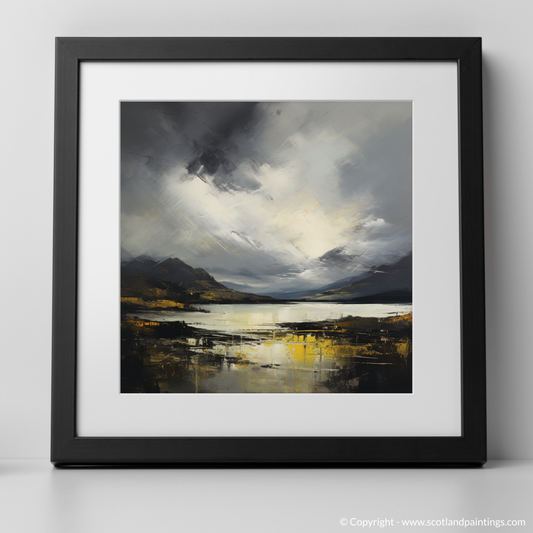 Painting and Art Print of Storm clouds above Loch Lomond. Storm Over Loch Lomond: An Abstract Dance of Light and Shadow.