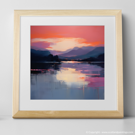 Art Print of Dusk on Loch Lomond with a natural frame