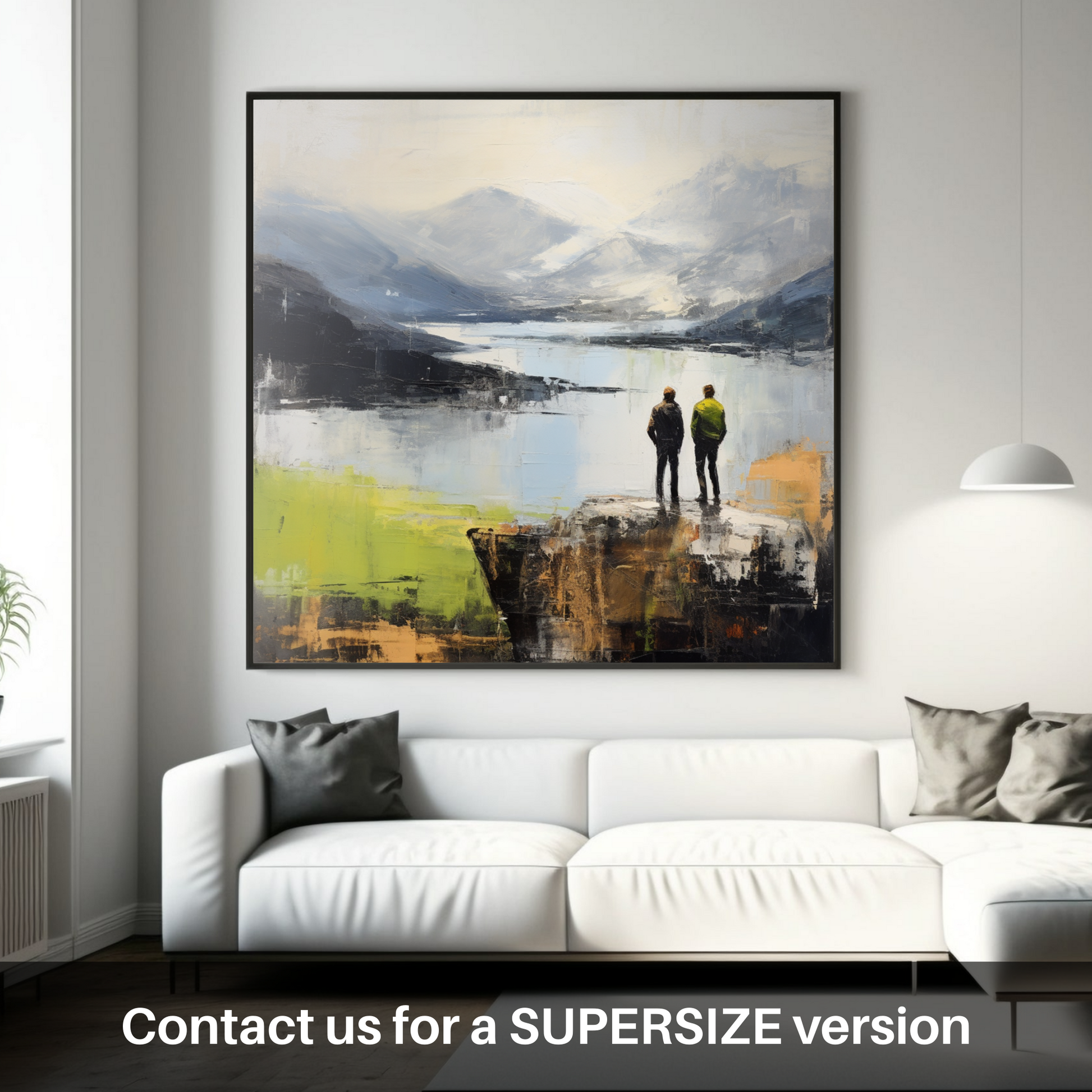 Huge supersize print of Two hikers looking out on Loch Lomond