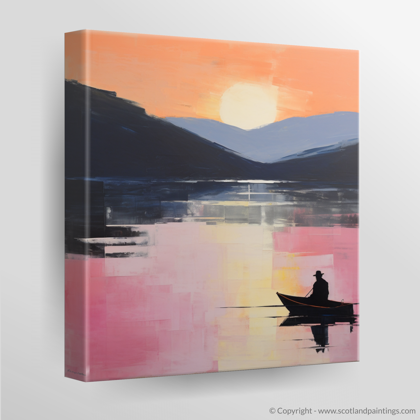 Canvas Print of Silhouetted fisherman on Loch Lomond