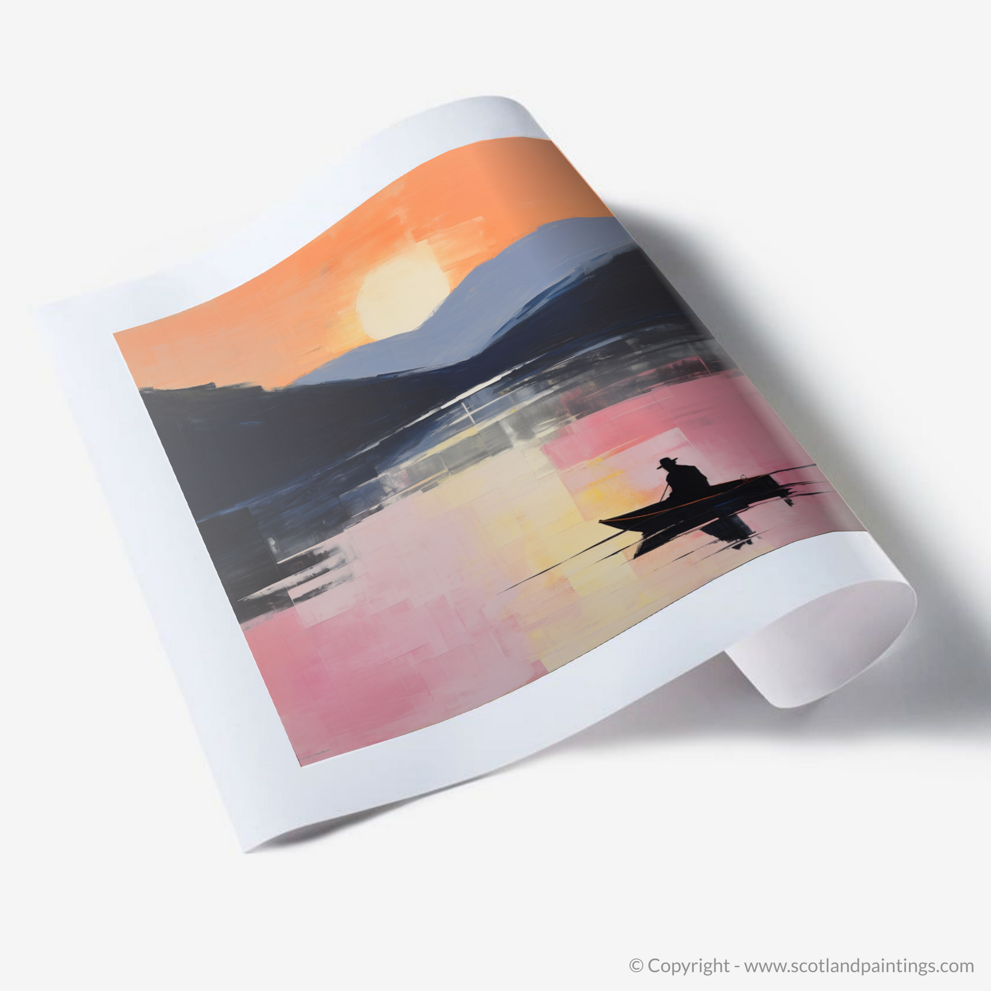 Art Print of Silhouetted fisherman on Loch Lomond