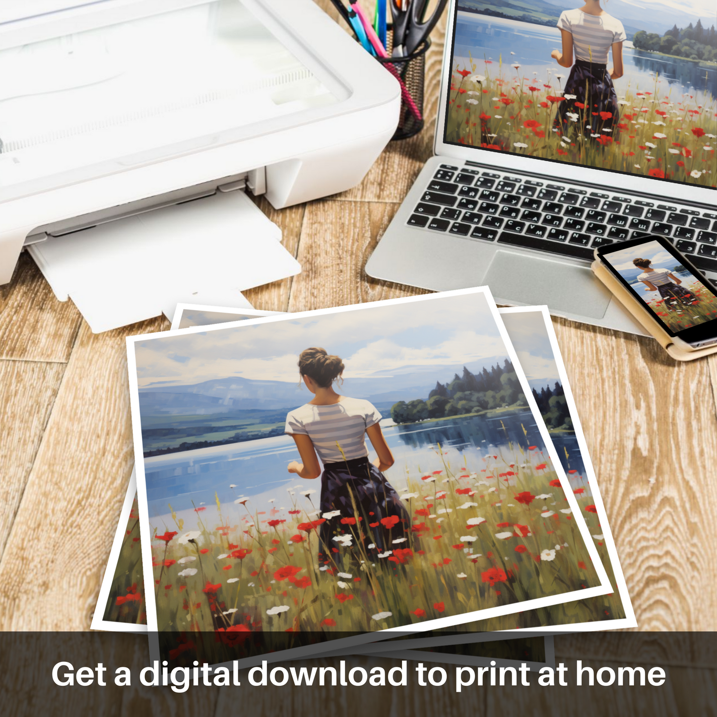 Downloadable and printable picture of Wildflowers by Loch Lomond