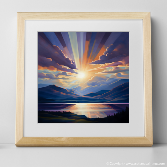 Art Print of Crepuscular rays above Loch Lomond with a natural frame