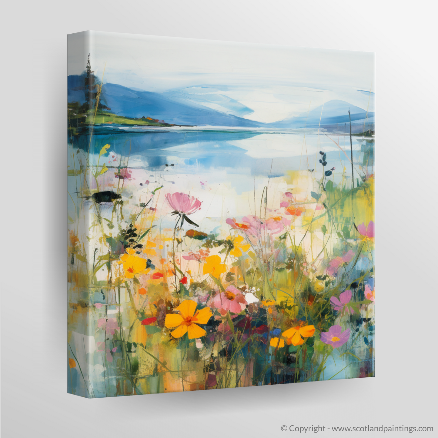 Painting and Art Print of Wildflowers by Loch Lomond. Wildflowers Dance by Loch Lomond.