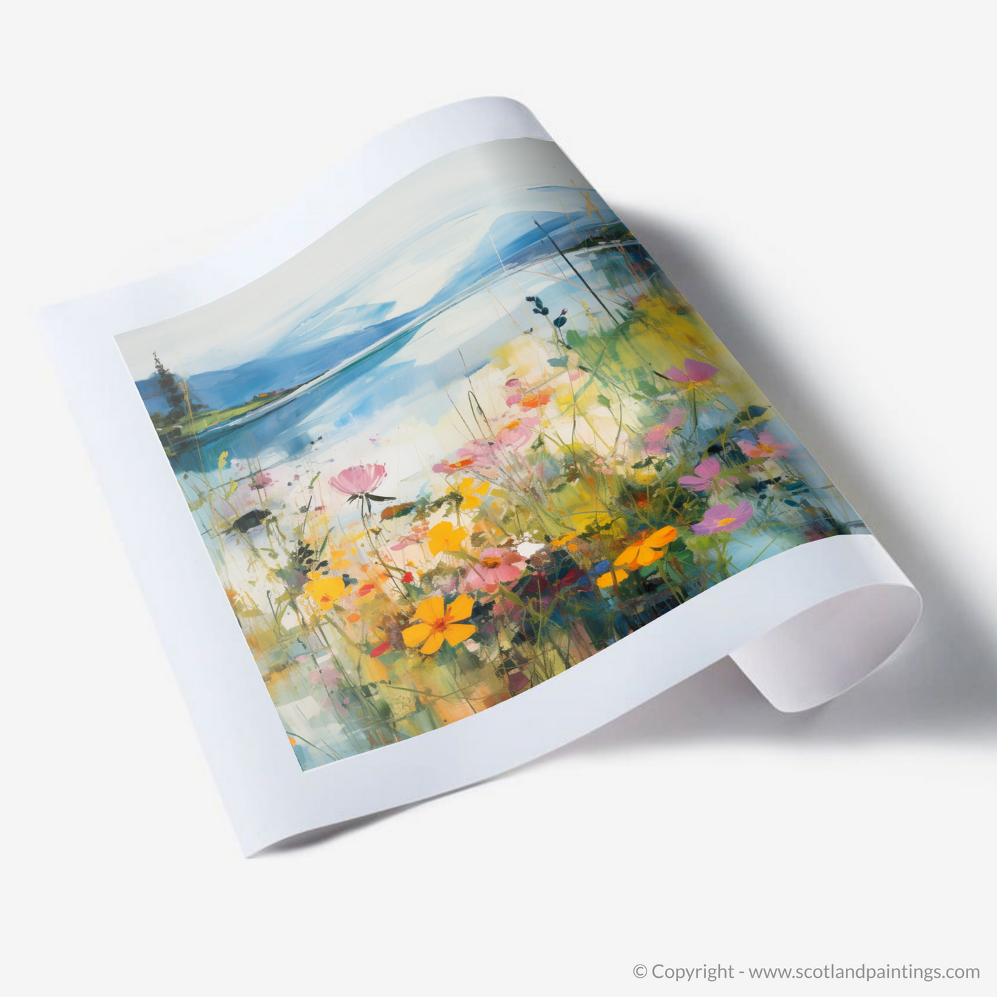 Painting and Art Print of Wildflowers by Loch Lomond. Wildflowers Dance by Loch Lomond.