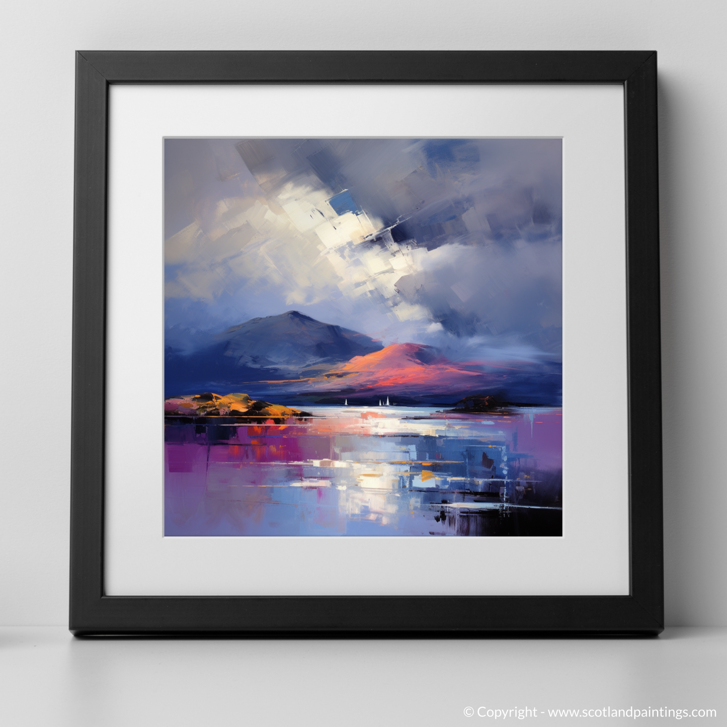 Painting and Art Print of Storm clouds above Loch Lomond. Storm's Embrace at Loch Lomond.