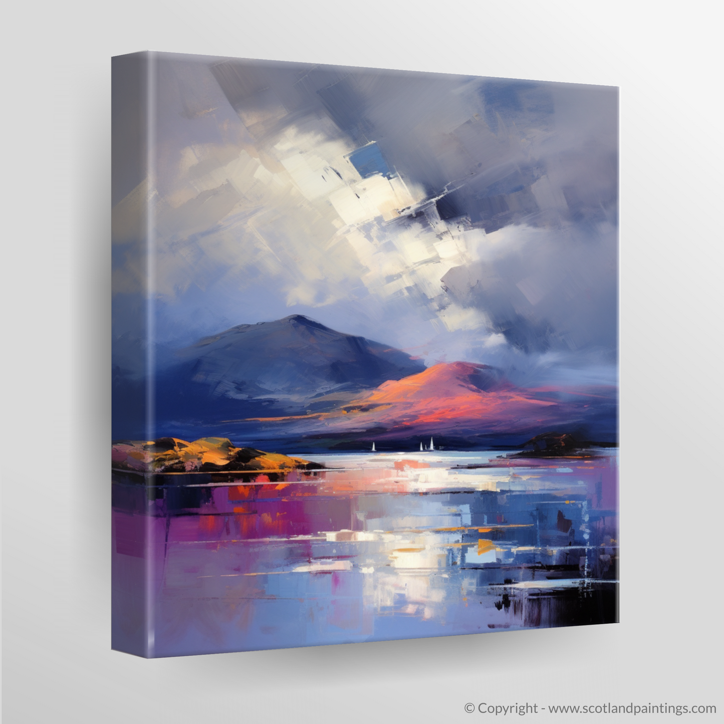 Painting and Art Print of Storm clouds above Loch Lomond. Storm's Embrace at Loch Lomond.