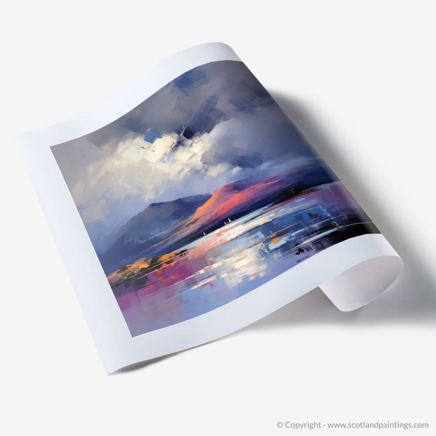 Painting and Art Print of Storm clouds above Loch Lomond. Storm's Embrace at Loch Lomond.