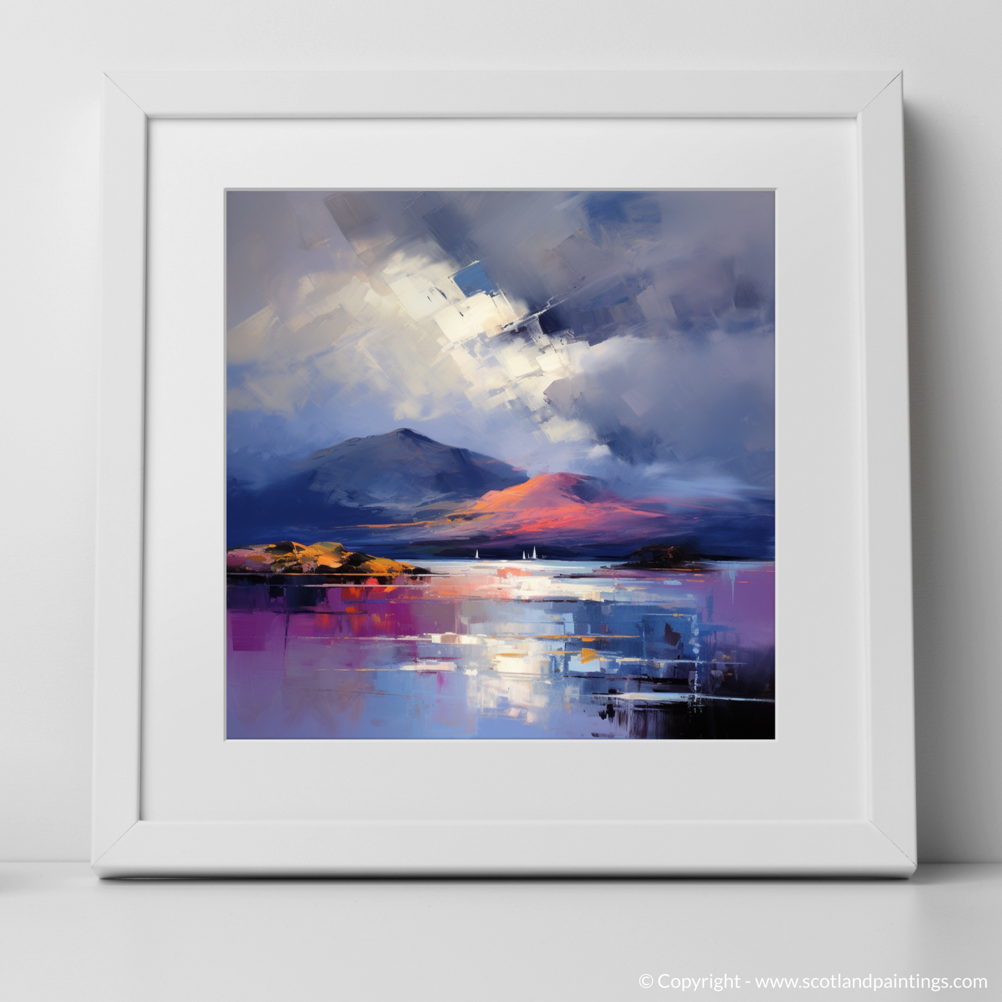 Painting and Art Print of Storm clouds above Loch Lomond. Storm's Embrace at Loch Lomond.