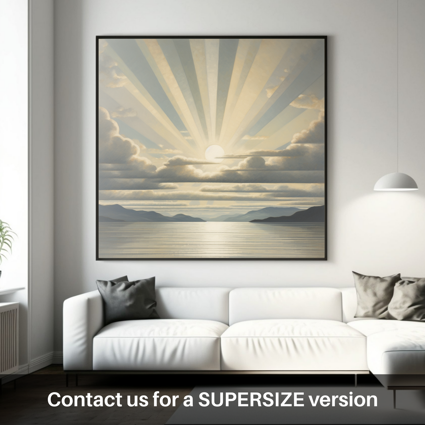 Huge supersize print of Sun rays through clouds above Loch Lomond