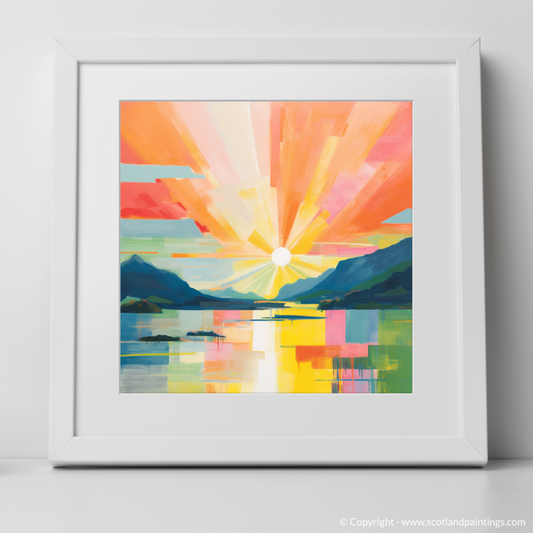 Art Print of Sunbeams on Loch Lomond with a white frame