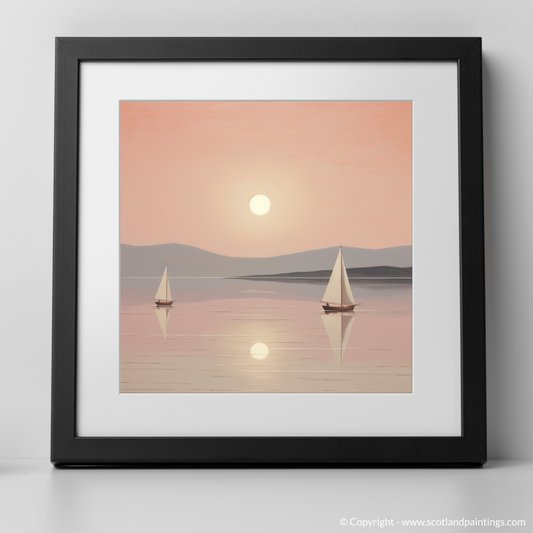 Art Print of Sailing boats on Loch Lomond at sunset with a black frame
