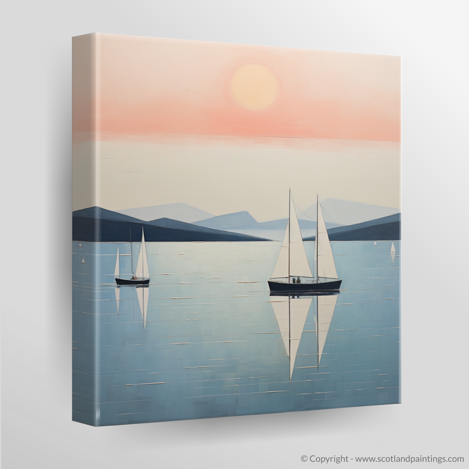 Canvas Print of Sailing boats on Loch Lomond at sunset