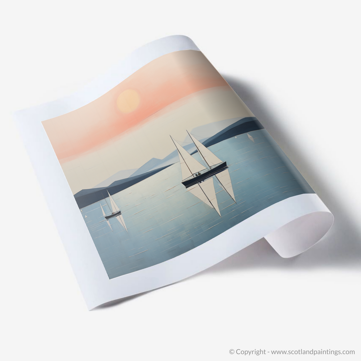 Art Print of Sailing boats on Loch Lomond at sunset