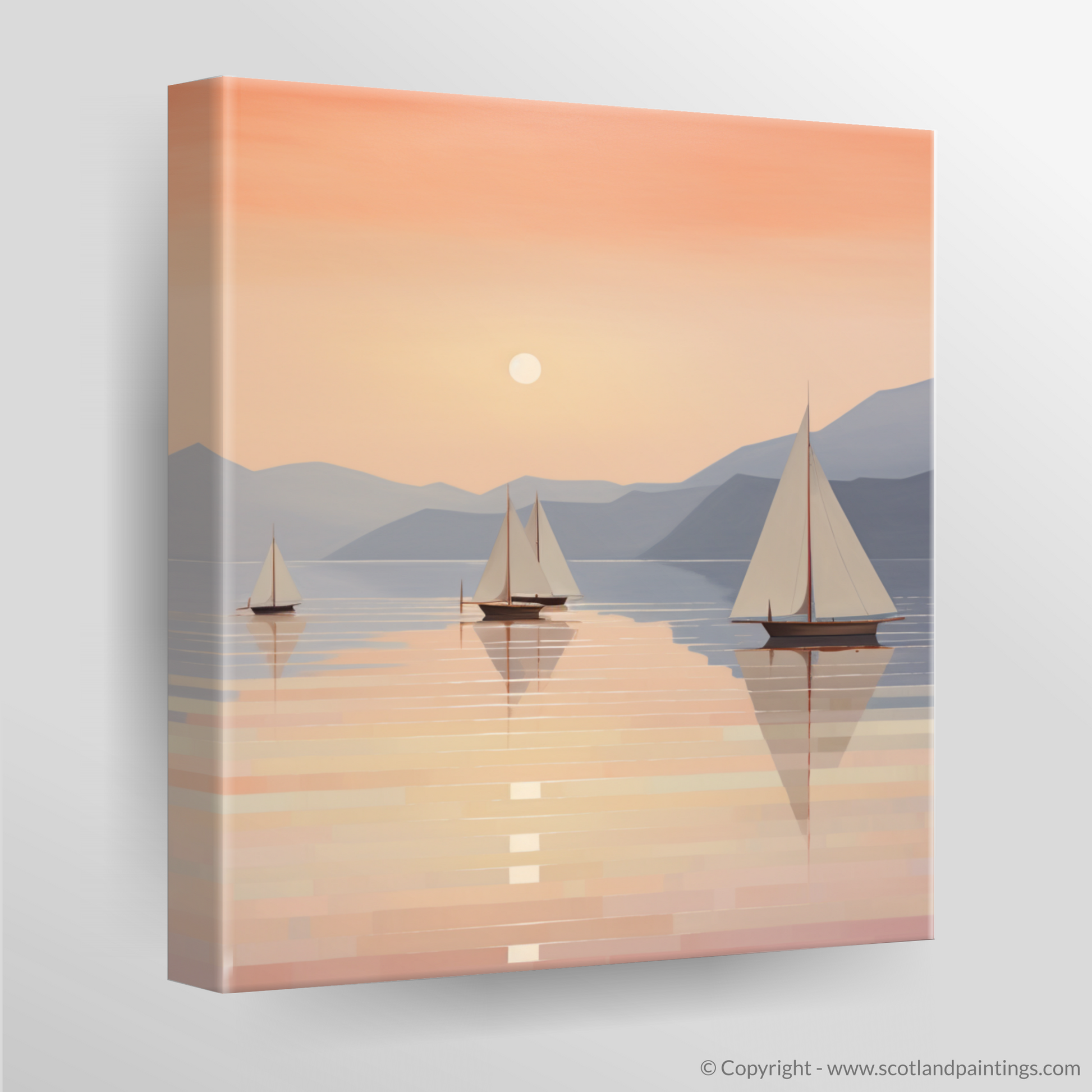 Canvas Print of Sailing boats on Loch Lomond at sunset