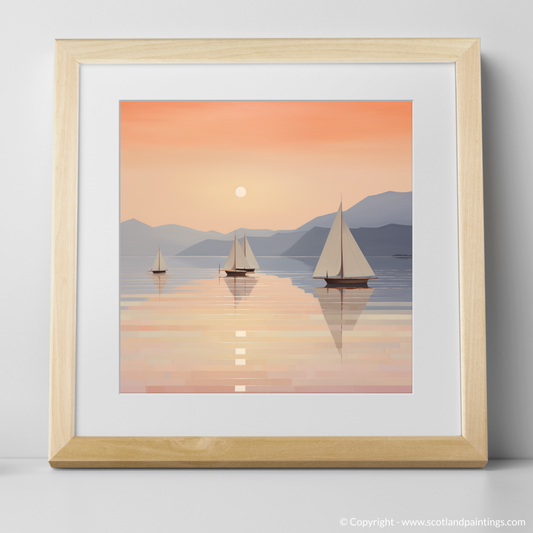 Art Print of Sailing boats on Loch Lomond at sunset with a natural frame