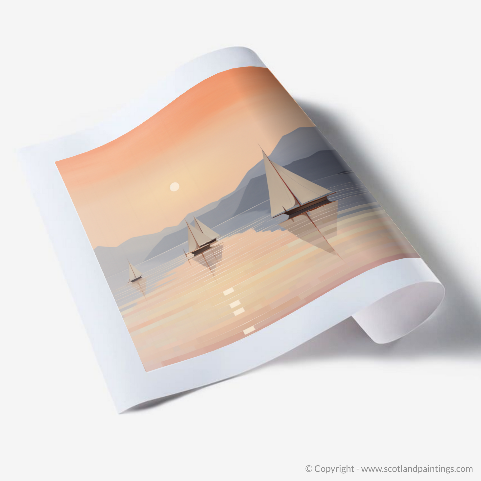 Art Print of Sailing boats on Loch Lomond at sunset