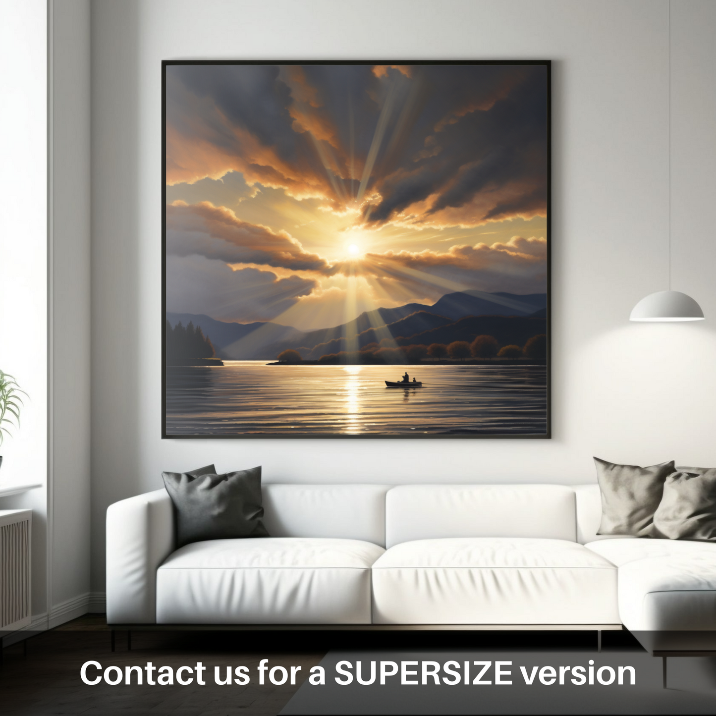 Huge supersize print of Crepuscular rays above Loch Lomond