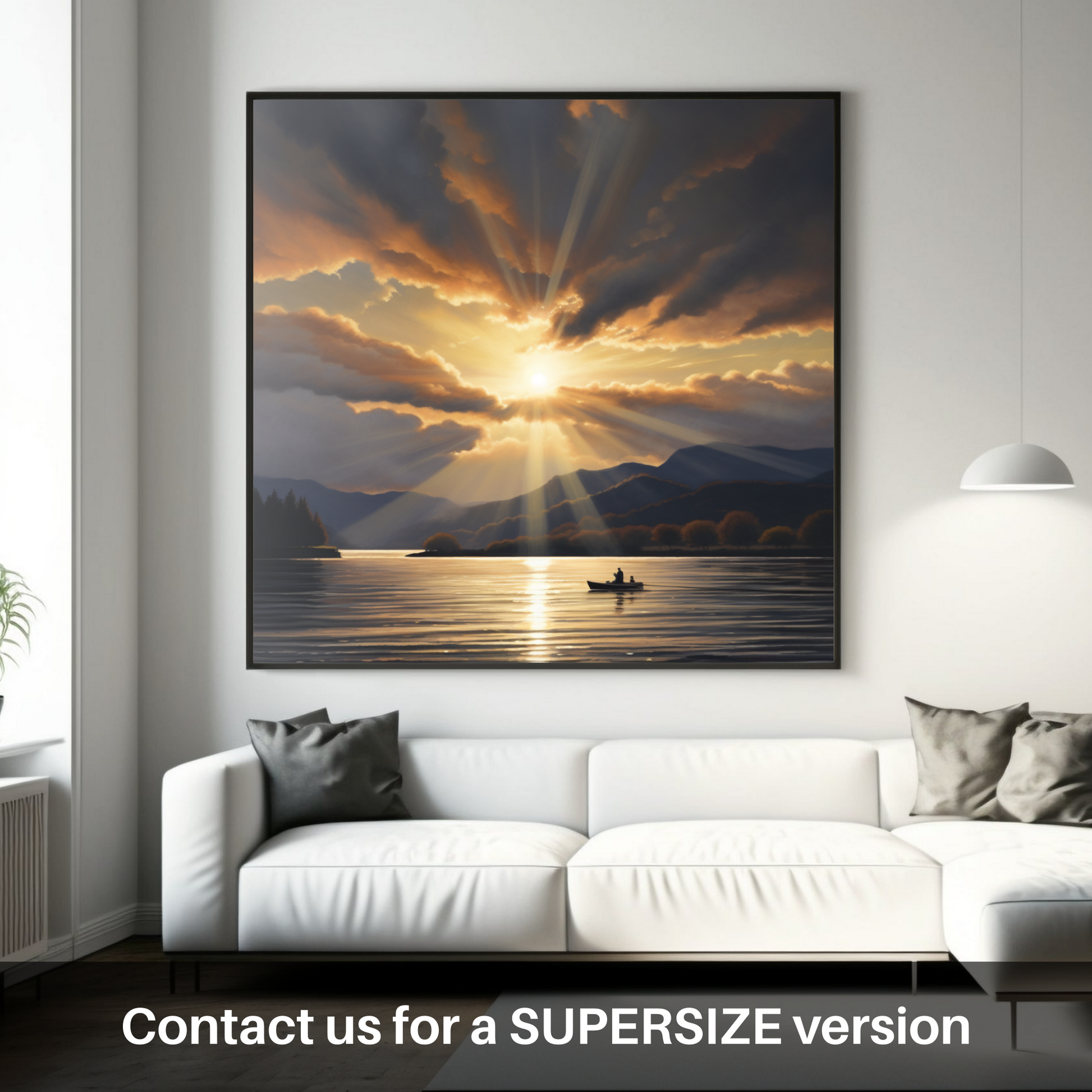 Huge supersize print of Crepuscular rays above Loch Lomond