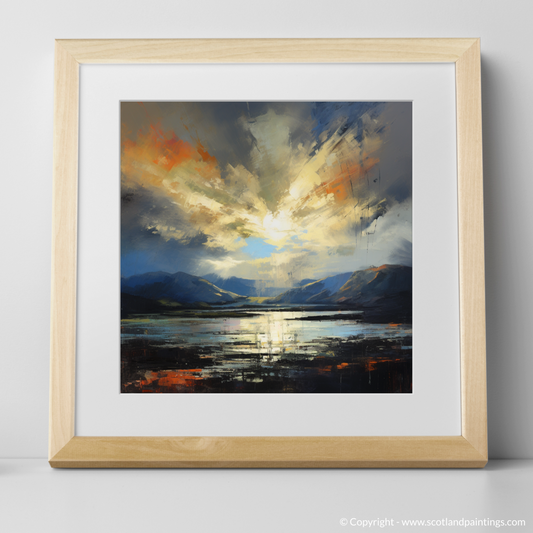 Art Print of Crepuscular rays above Loch Lomond with a natural frame