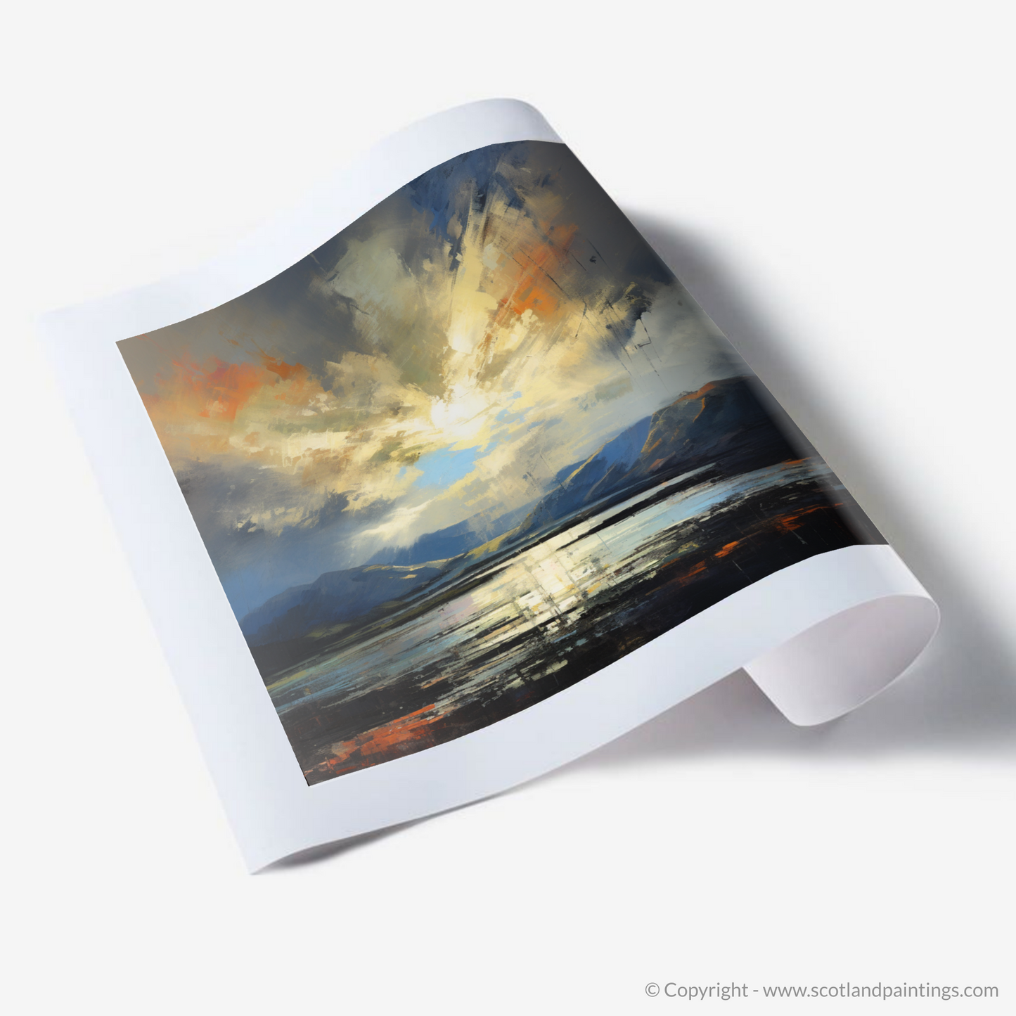 Art Print of Crepuscular rays above Loch Lomond