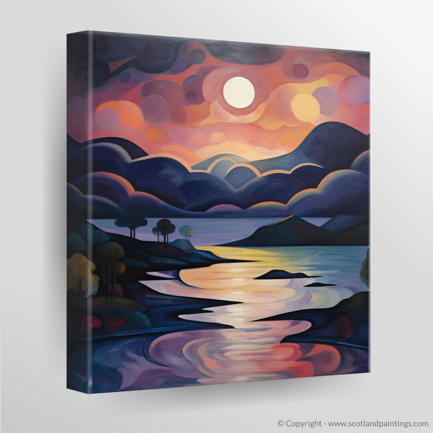 Canvas Print of Twilight reflections on Loch Lomond