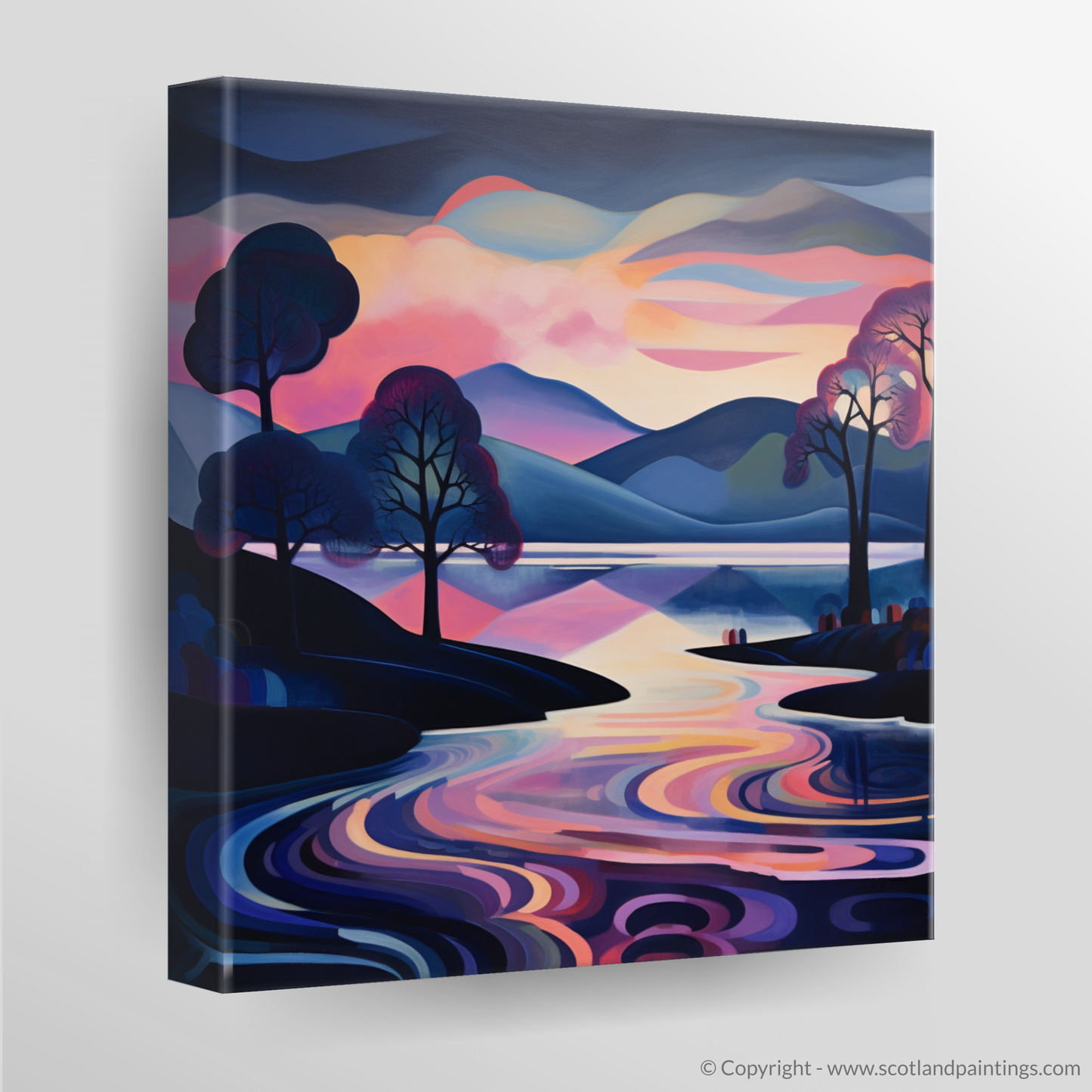 Canvas Print of Twilight reflections on Loch Lomond